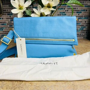 Hammitt Sky Blue Crossbody Bag with Gold Accents